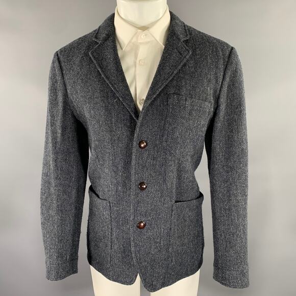 WALLACE & BARNES Chest Size 40 Grey Textured Wool Blend Notch Lapel Sport Coat